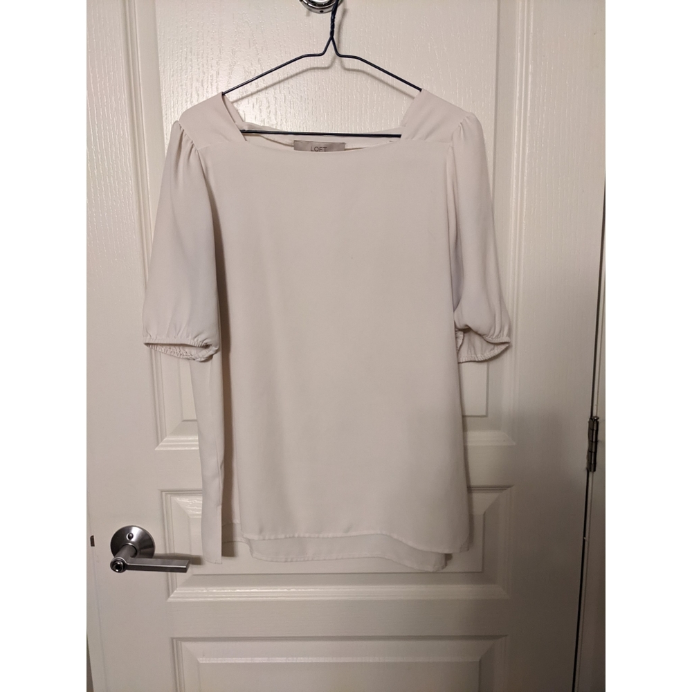 LOFT Tshirt style white blouse, small size